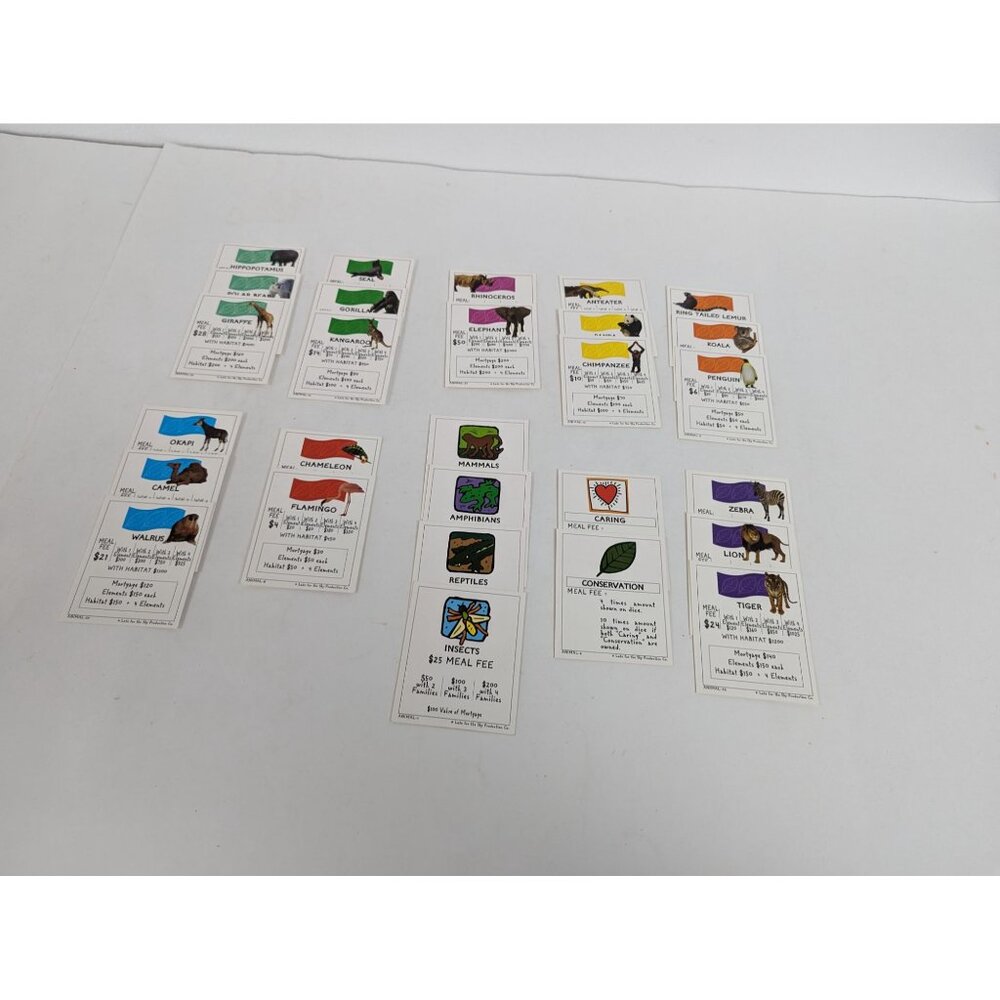 Wild Animal-Opoly Board Game Monopoly Themed Replacement Property Animal Cards